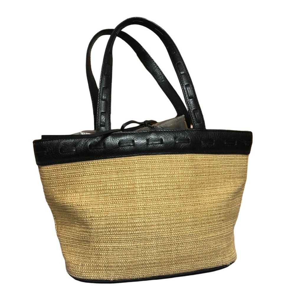Cole Haan Leather Straw Shoulder Bag